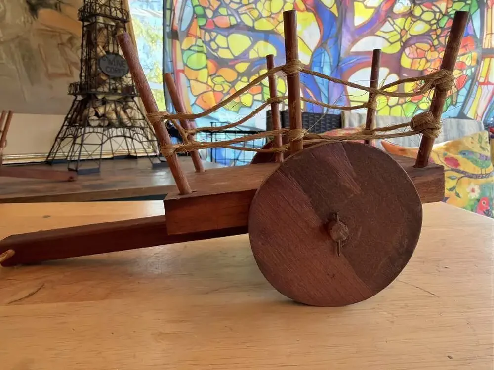 VINTAGE old wooden ox cart, folk art, Americana, primitive, PRAIRIE CORE 0879